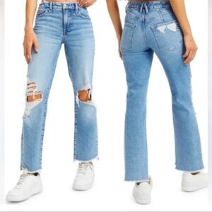 Good American Good Icon Jeans High Rise Distress Raw Hem Sz 8/29